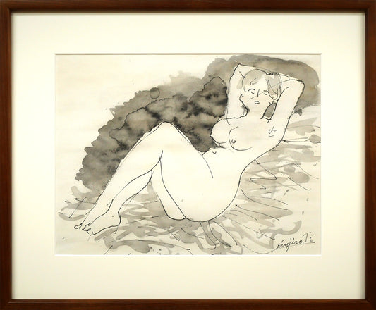 近岡善次郎「裸婦像」水彩画・ペン