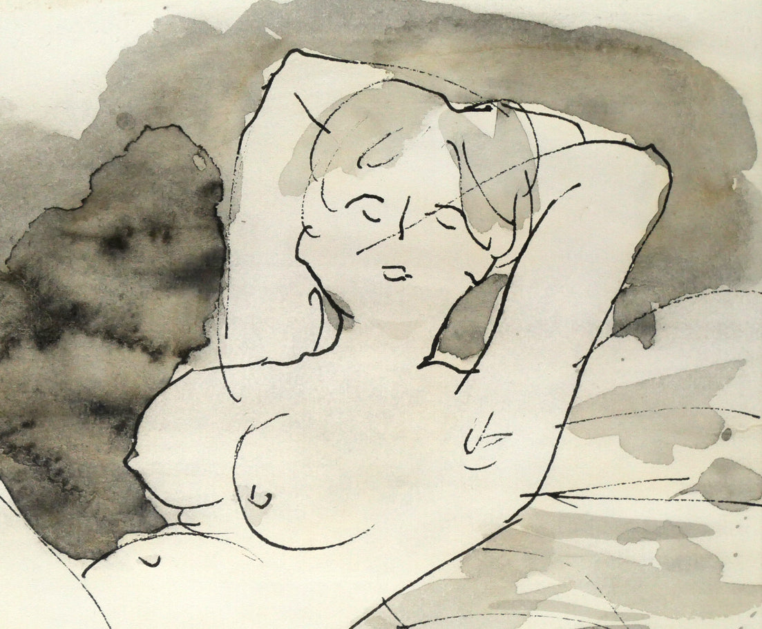 近岡善次郎「裸婦像」水彩画・ペン　拡大画像2