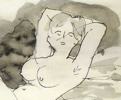 近岡善次郎「裸婦像」水彩画・ペン　拡大画像2