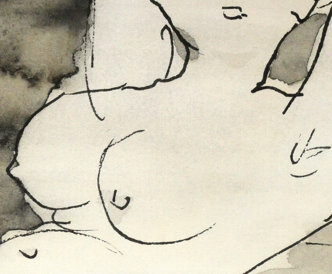 近岡善次郎「裸婦像」水彩画・ペン　拡大画像4