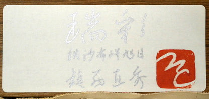 鎮西直秀「瑞彩　納沙布岬旭日」油絵・特0号　裏側シール拡大画像2