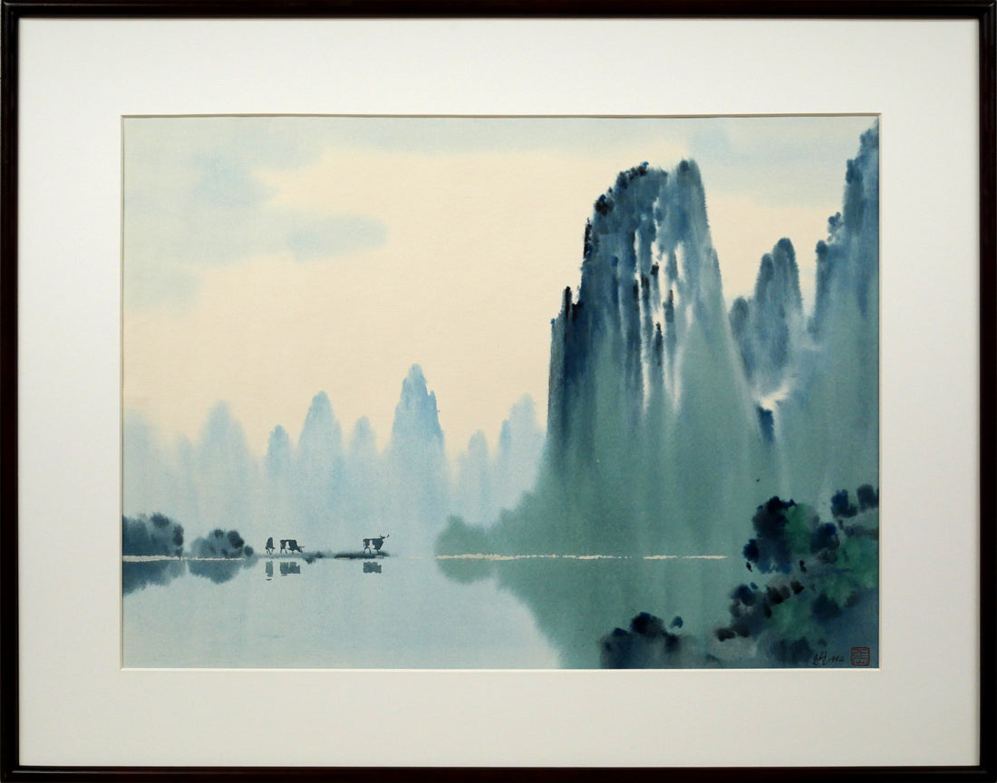 張光壁「中国桂林風景」水彩画・10号