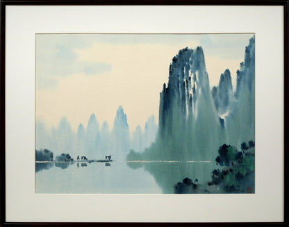 張光壁「中国桂林風景」水彩画・10号