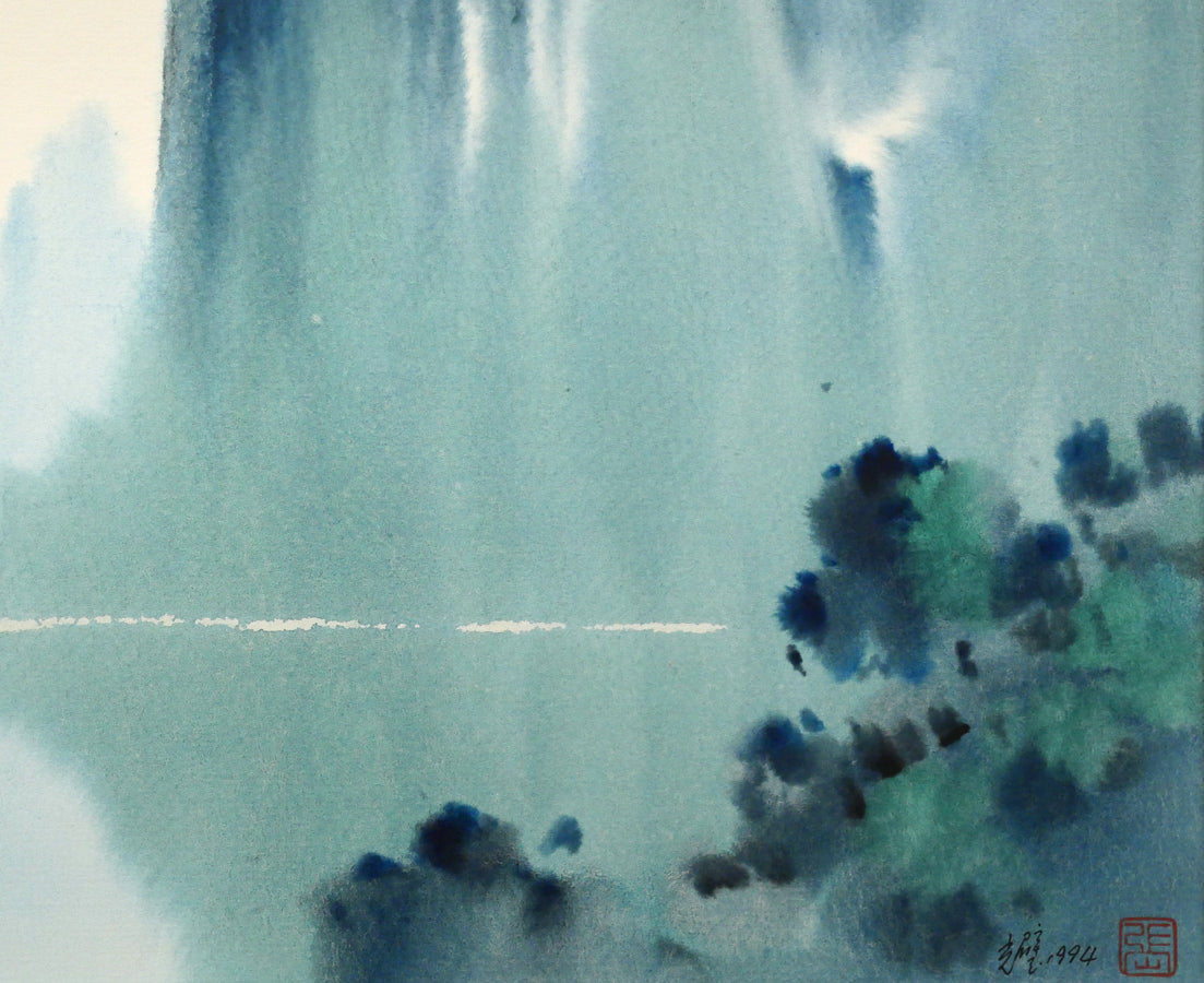 張光壁「中国桂林風景」水彩画・10号　拡大画像5