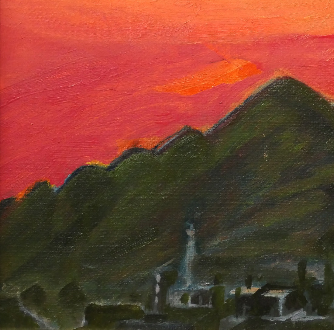 大工勝次「真夏の太陽（手稲山）」油絵・F4号　拡大画像2