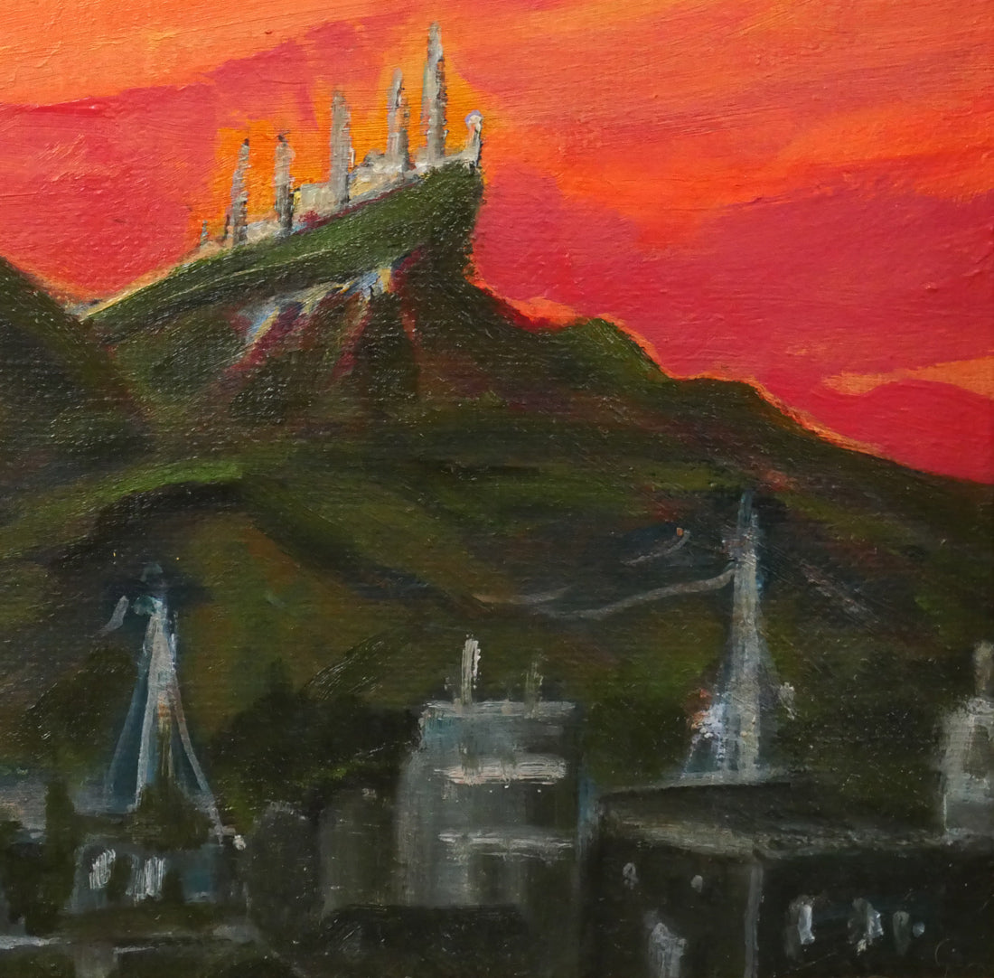 大工勝次「真夏の太陽（手稲山）」油絵・F4号　拡大画像3