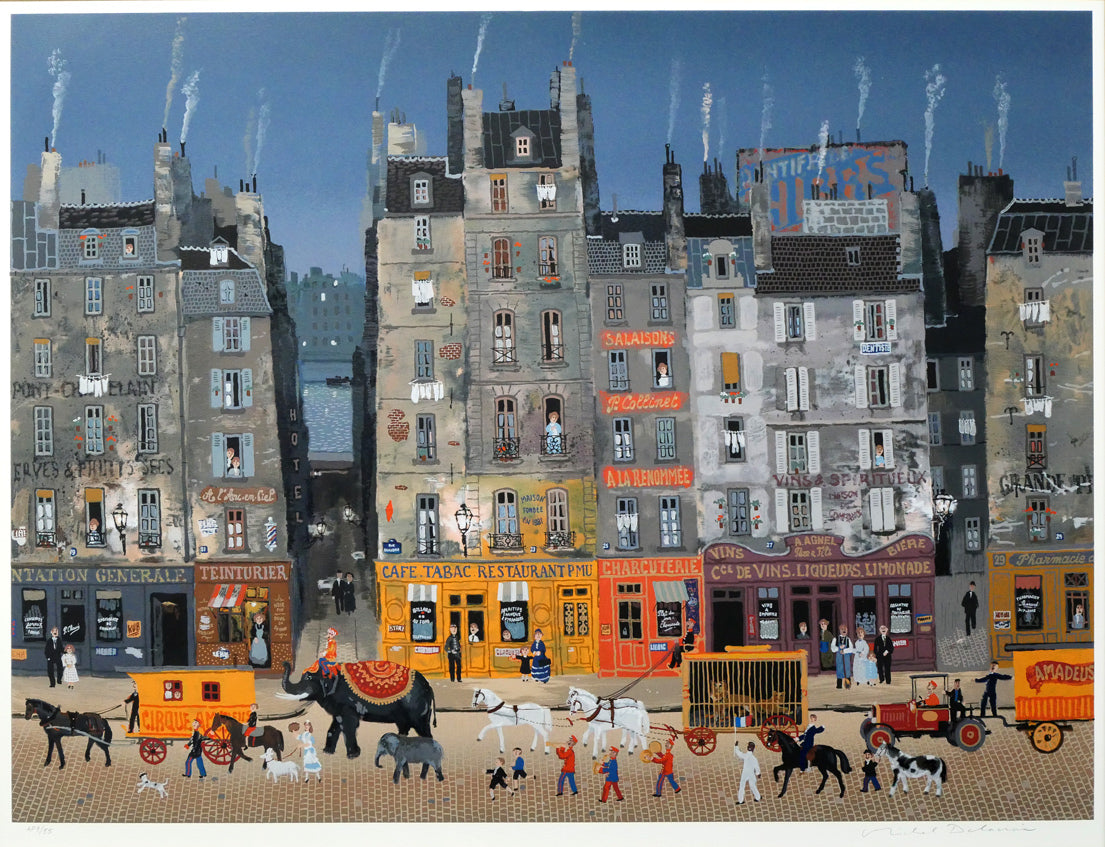 ミッシェル　ドラクロワ（Michel　DELACROIX）「サーカスの行進」シルクスクリーン版画　作品全体画像