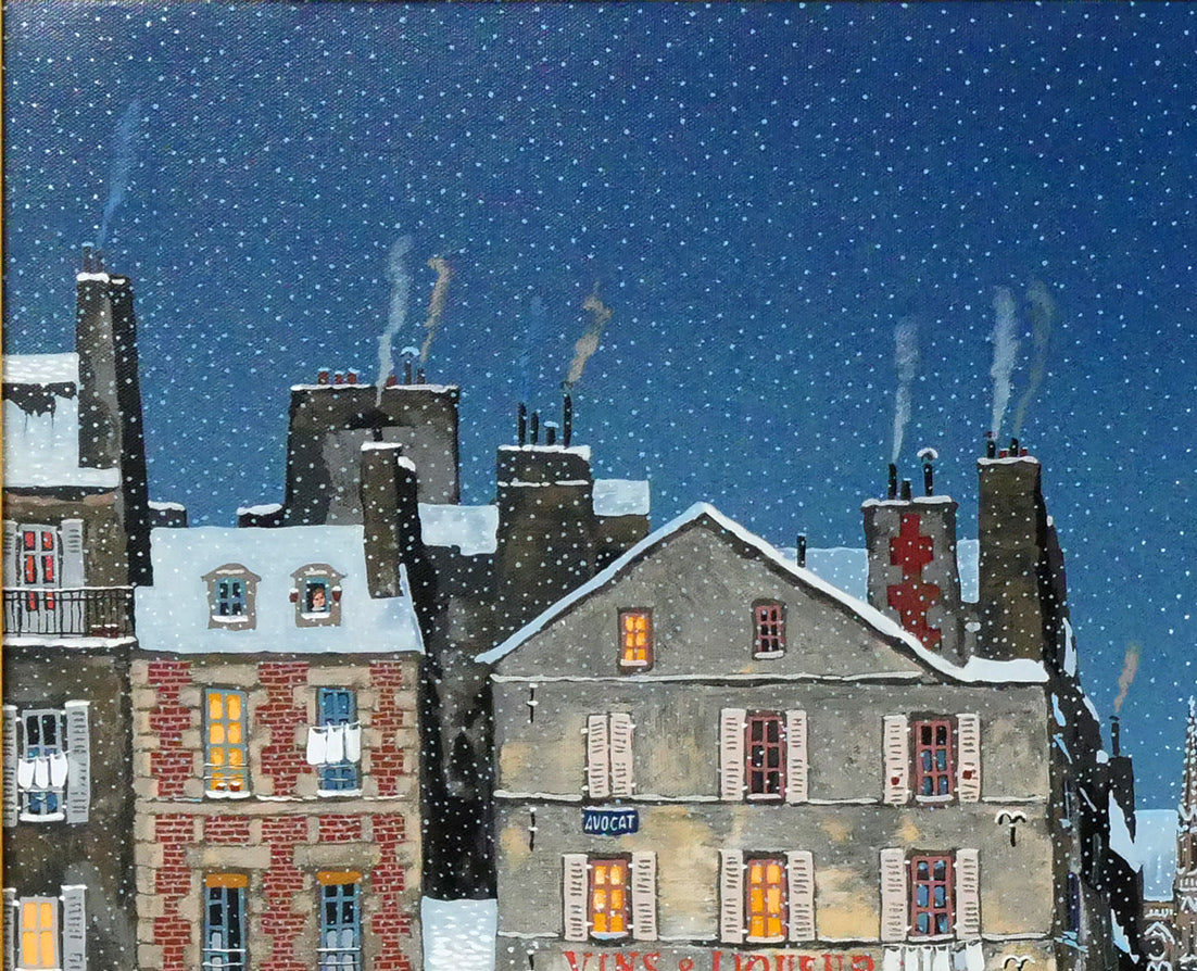 ミッシェル　ドラクロワ「ノエル　ノエル」キャンバスにシルクスクリーン版画　拡大画像1