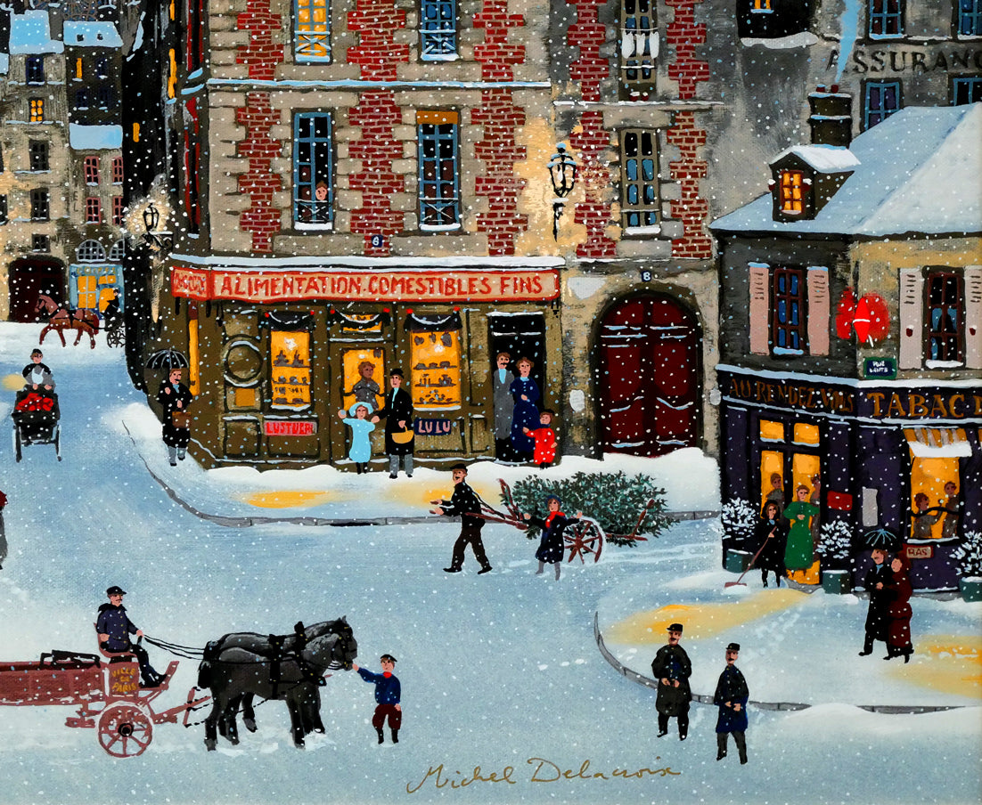 ミッシェル　ドラクロワ「ノエル　ノエル」キャンバスにシルクスクリーン版画　拡大画像7