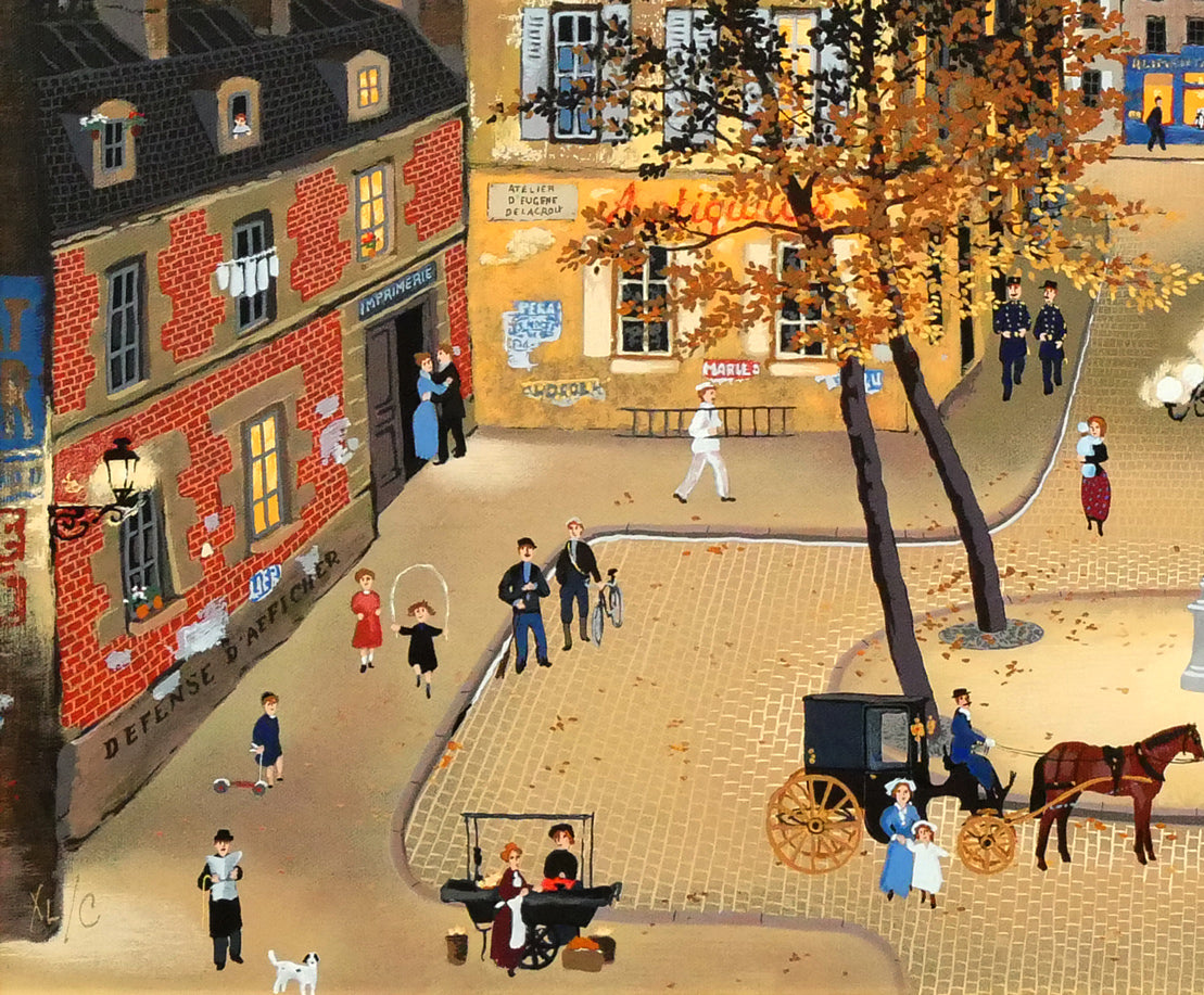 ミッシェル　ドラクロワ「パリス　アイ　ラブ」キャンバスにシルクスクリーン版画　拡大画像4