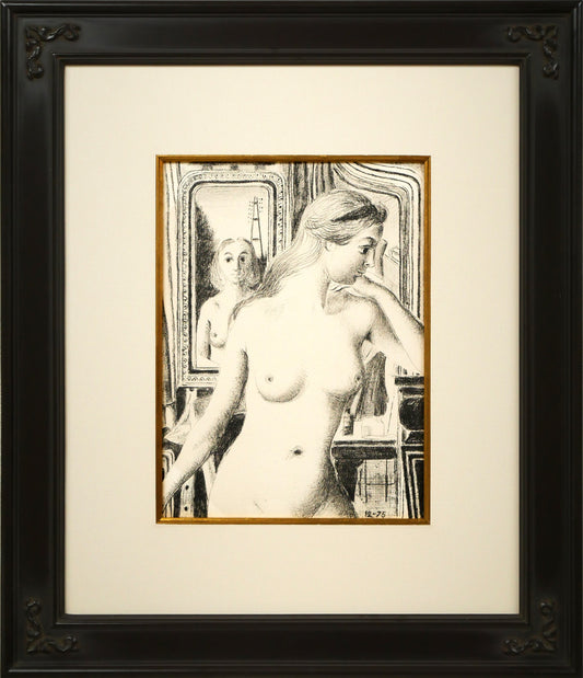 ポール　デルヴォー（Paul　DELVAUX）「Reflection（二人の裸婦）」リトグラフ