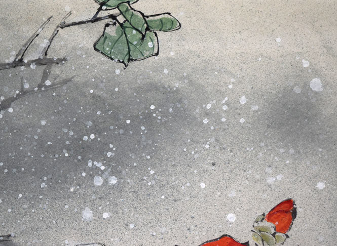 田　鏞（Tian　Yong）「冬月初雪」肉筆彩色画・15号　拡大画像2