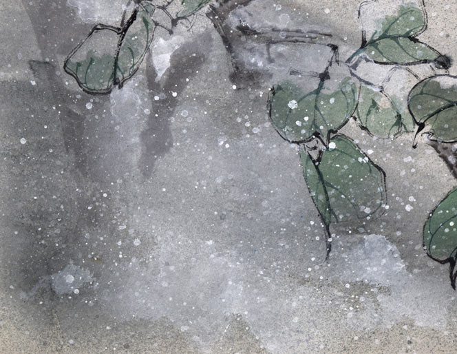 田　鏞（Tian　Yong）「冬月初雪」肉筆彩色画・15号　拡大画像5