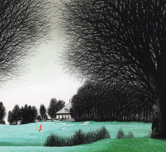 デペルト「ジュネーブのゴルフ16番ホール」リトグラフ　拡大画像2