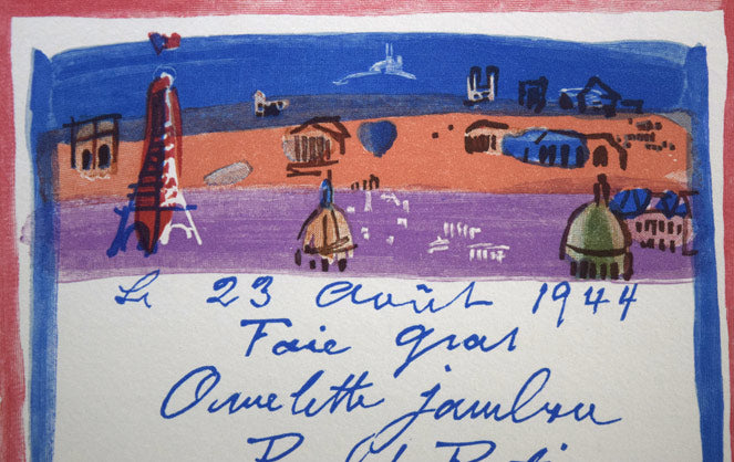 ラウル　デュフィ(Raoul　Dufy)「リベラシオンのメニュー」版画　拡大画像1