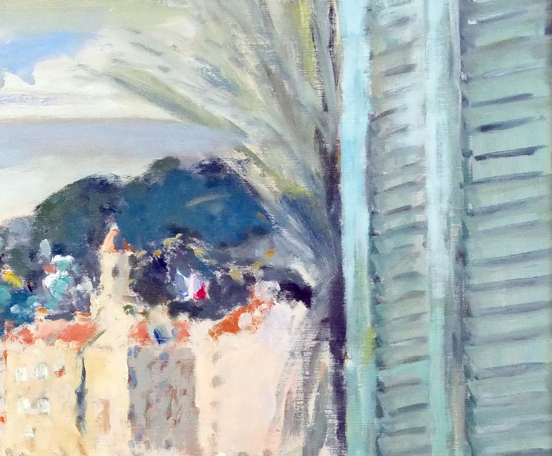 蛯子善悦「窓からの眺め（ニース）」油絵・F20号 絵画買取・販売の小竹美術