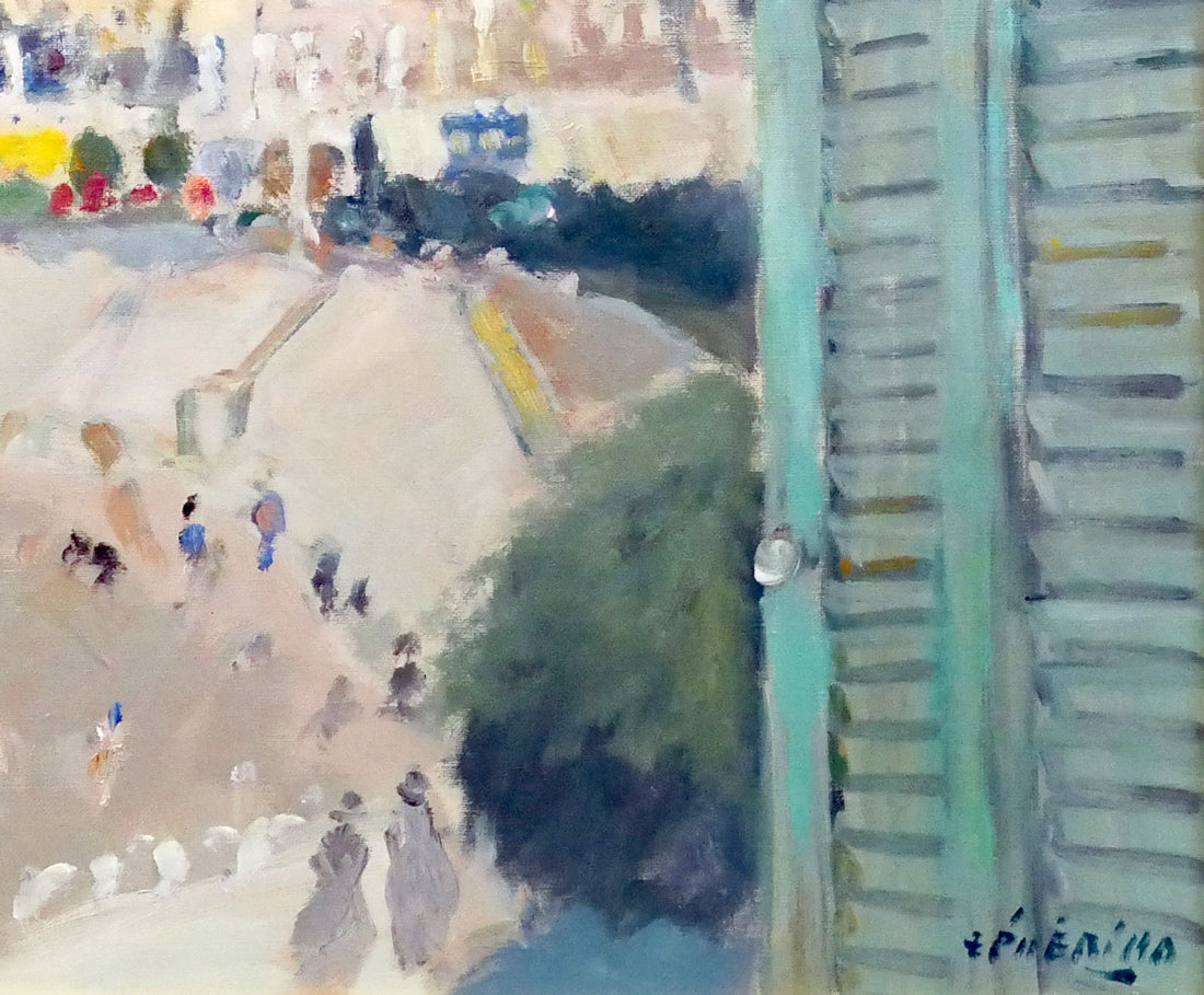 油絵(91.0 >< 72.7) 蛯子善悦「窓からの眺め（ニース）」油絵・F20号 絵画買取・販売の小竹美術