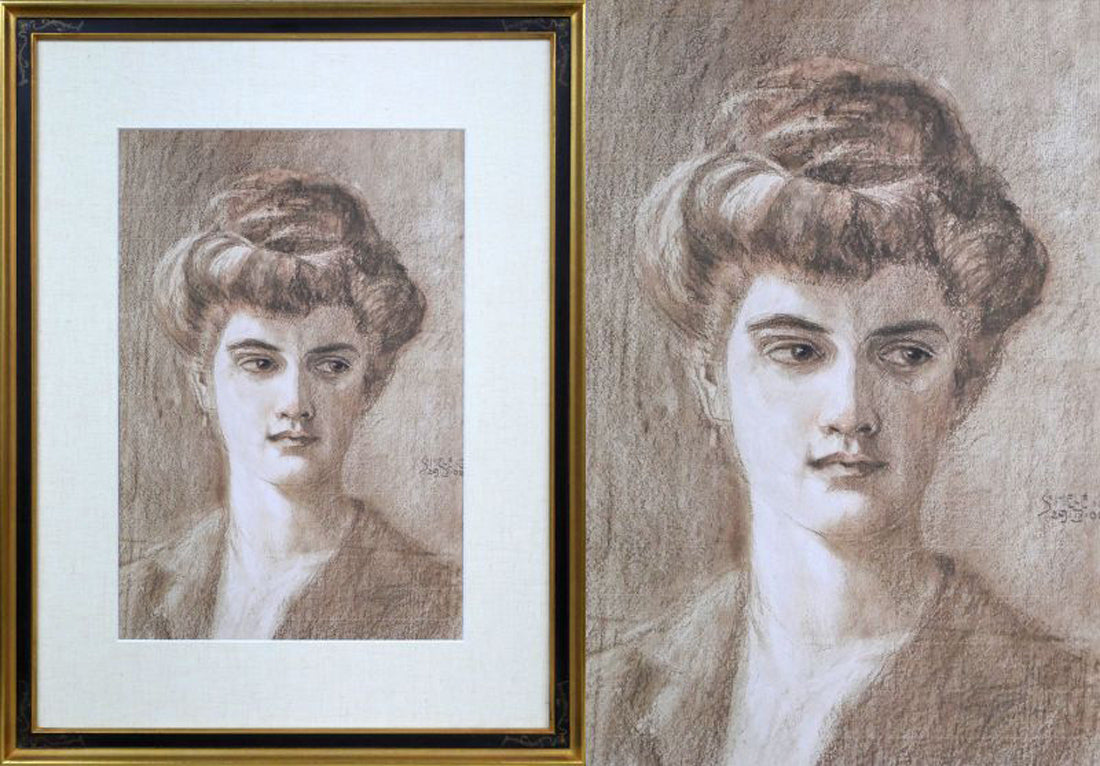 エゴン・シーレ「EGON　SCHIELE」リトグラフ・ポートフォリオ（10枚セット額縁付き）　⑨「メラニー・シーレの肖像」（額寸65.5×50.4cm）