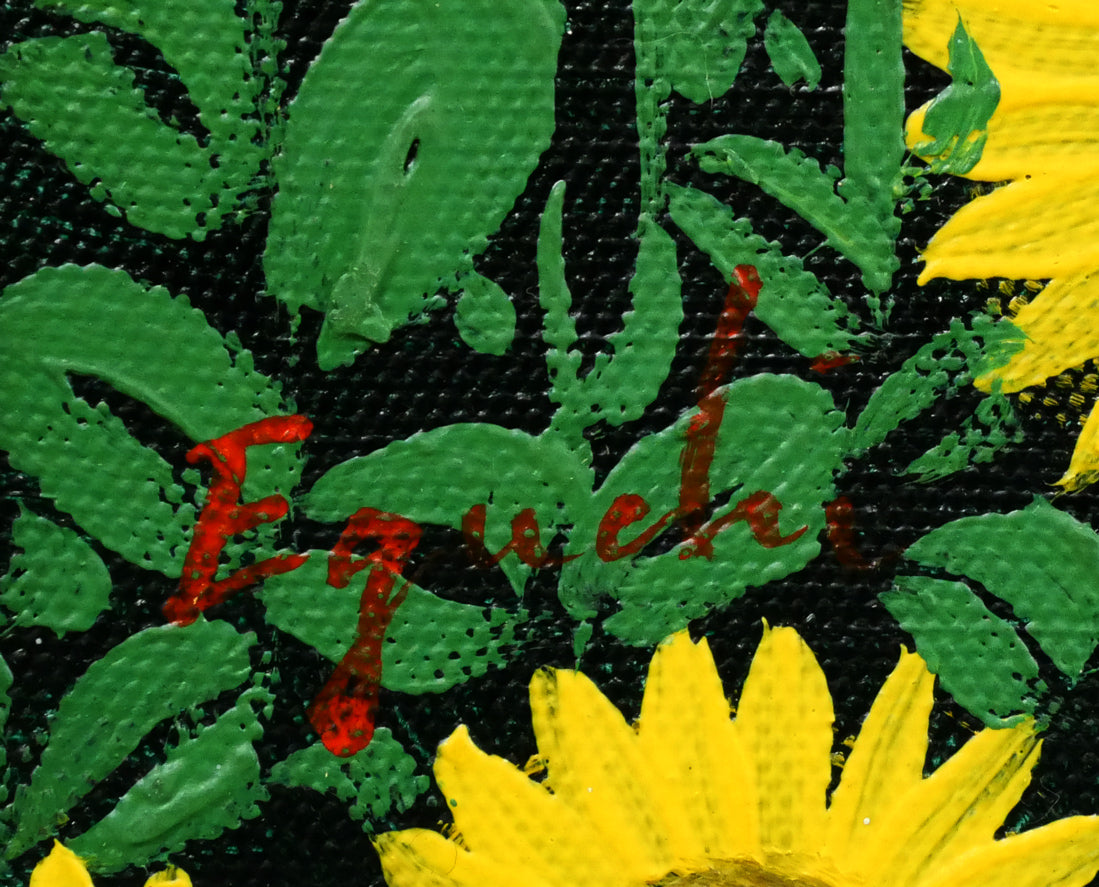 江口徹「向日葵の道」油絵・F20号　サイン拡大画像