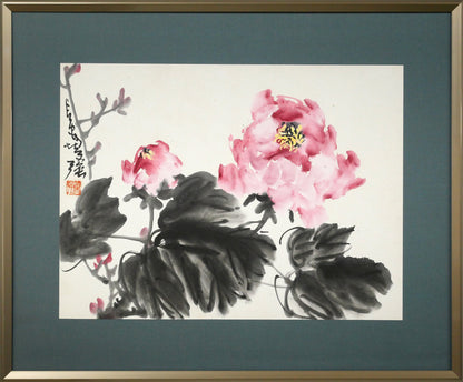 翟栄強「牡丹」墨彩画・8号