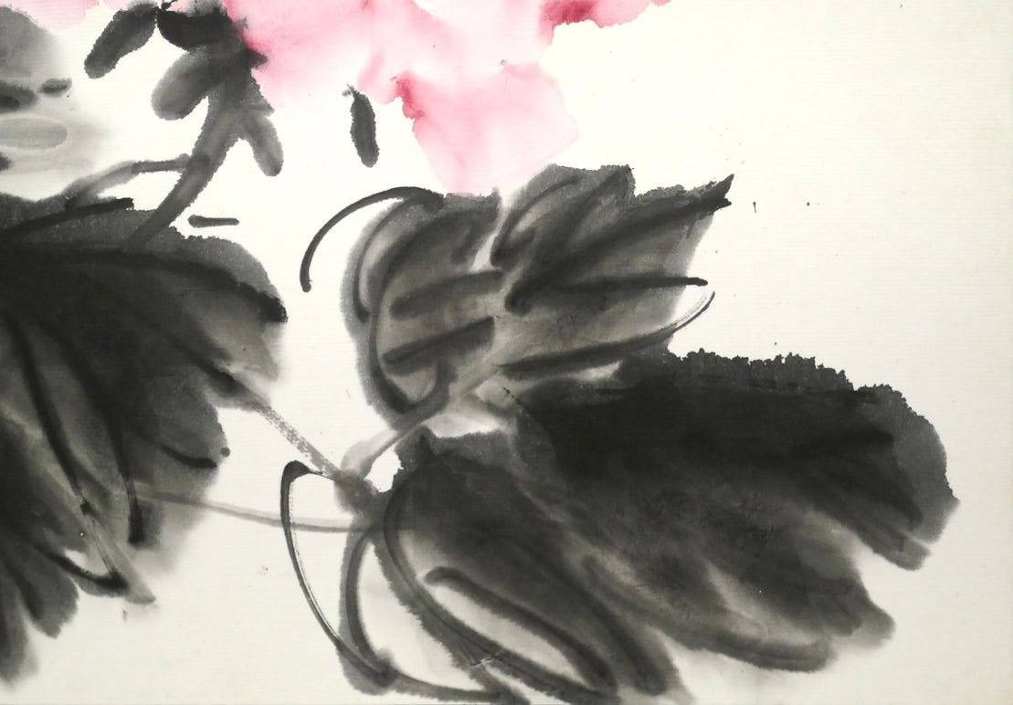 翟栄強「牡丹」墨彩画・8号　拡大画像6