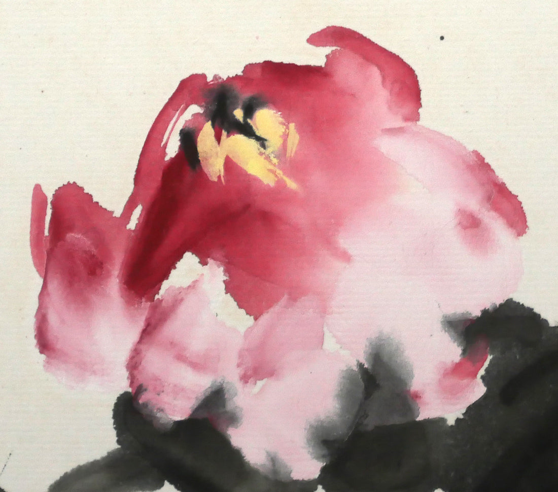 翟栄強「牡丹」墨彩画・8号　拡大画像2