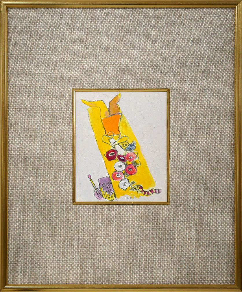 遠藤ミマン「貧しき画家にささぐ天使の花」油絵・0号