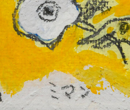 遠藤ミマン「貧しき画家にささぐ天使の花」油絵・0号　サイン画像