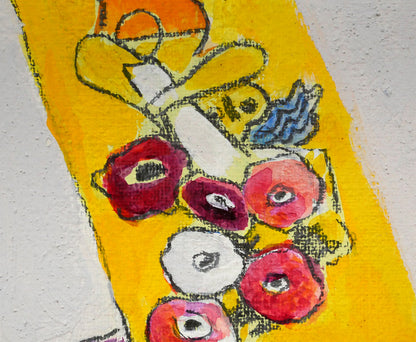 遠藤ミマン「貧しき画家にささぐ天使の花」油絵・0号　拡大画像2