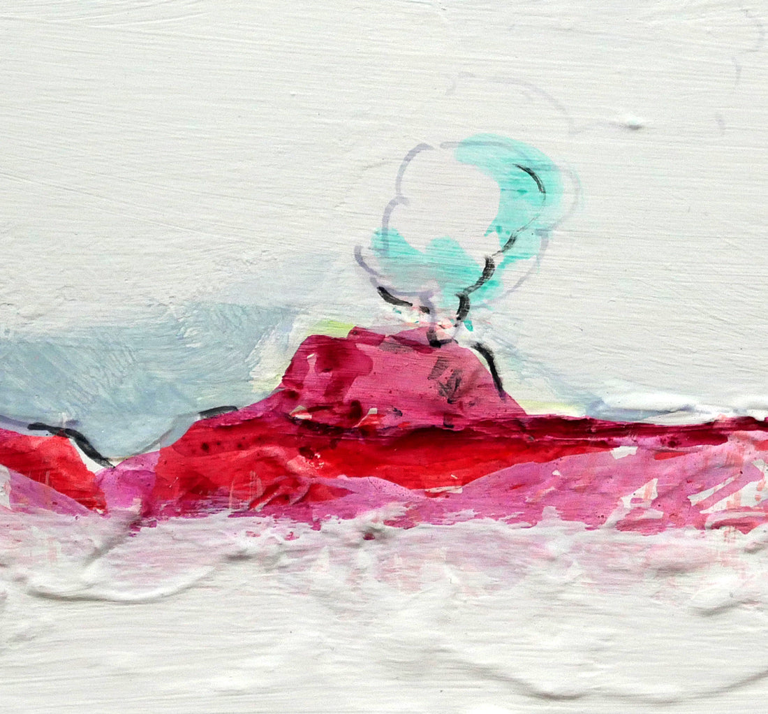 遠藤ミマン「三角点・樽前・馬」油絵・色紙　拡大画像2