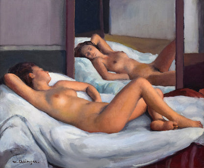 モーリス　エランジェ（MURICE　EHLINGER）「裸婦」油絵・仏F15号　作品全体画像
