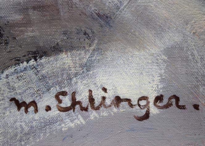 モーリス　エランジェ（MURICE　EHLINGER）「裸婦」油絵・仏F15号　サイン拡大画像