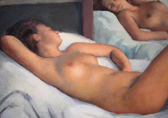 モーリス　エランジェ（MURICE　EHLINGER）「裸婦」油絵・仏F15号　拡大画像3