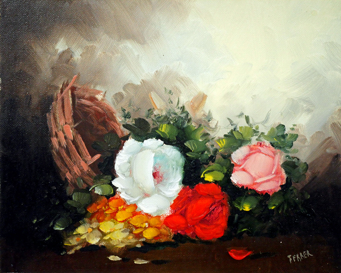 FERRER「薔薇」油絵・F3号　作品全体画像