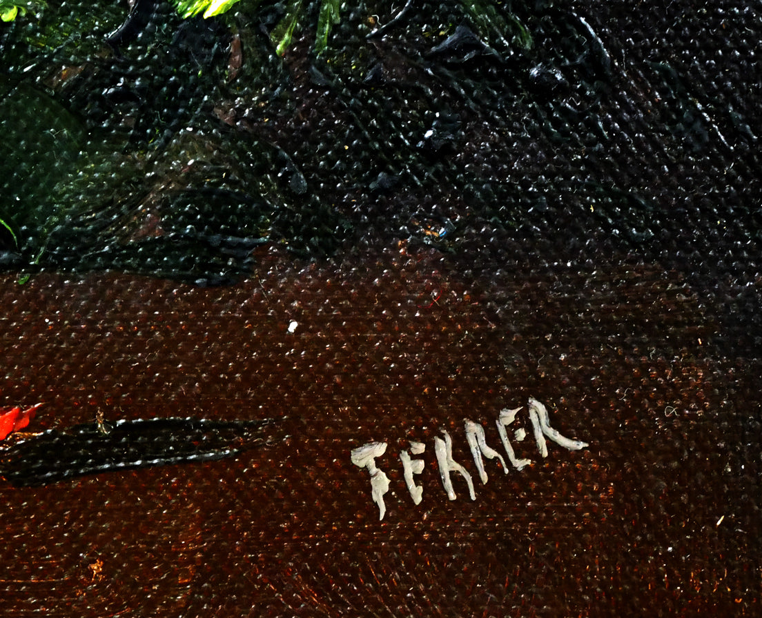 FERRER「薔薇」油絵・F3号　サイン拡大画像