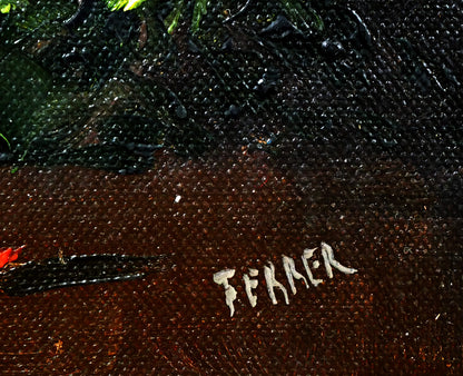 FERRER「薔薇」油絵・F3号　サイン拡大画像