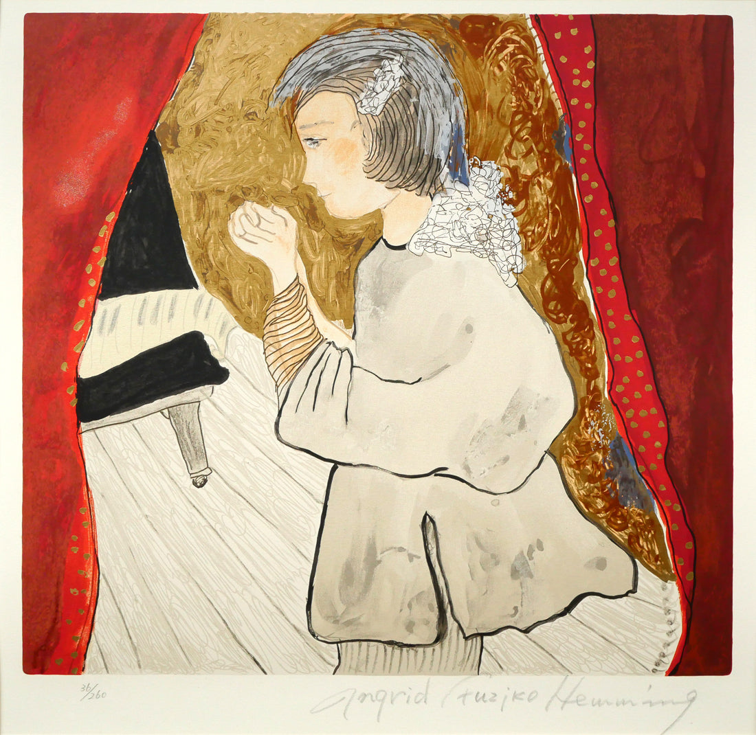 フジ子ヘミング「お祈り」シルクスクリーン版画　作品全体画像