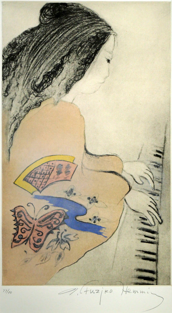 フジ子ヘミング「おさらい」銅版画　作品全体画像