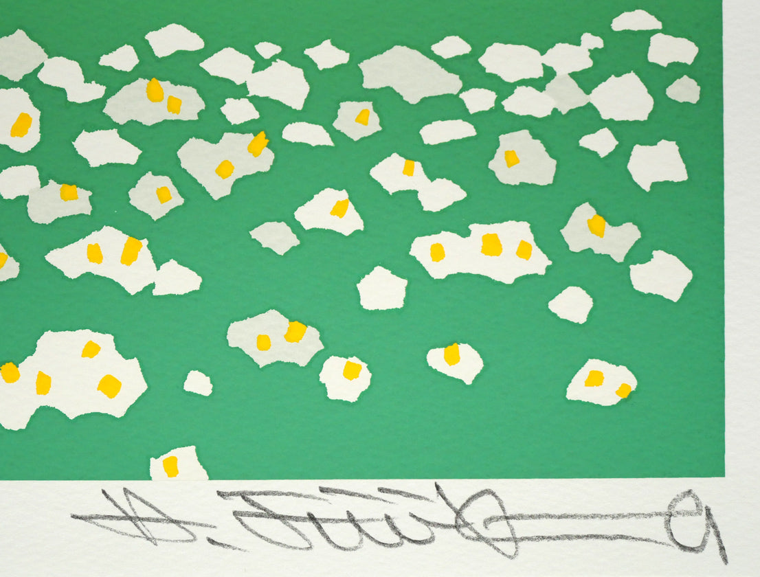 藤倉英幸「丘晴れて」シルクスクリーン版画　本人直筆鉛筆サイン