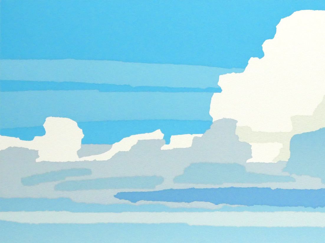 藤倉英幸「丘晴れて」シルクスクリーン版画　拡大画像1