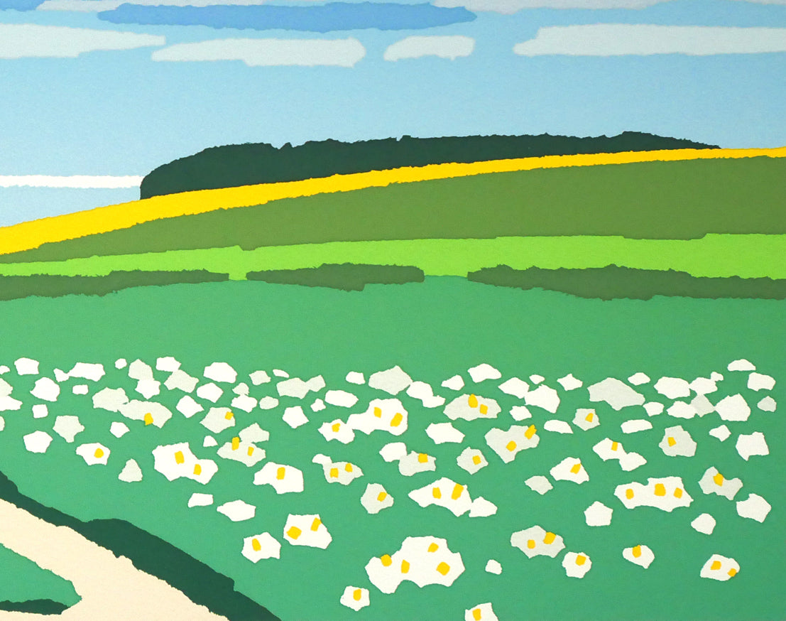 藤倉英幸「丘晴れて」シルクスクリーン版画　拡大画像4