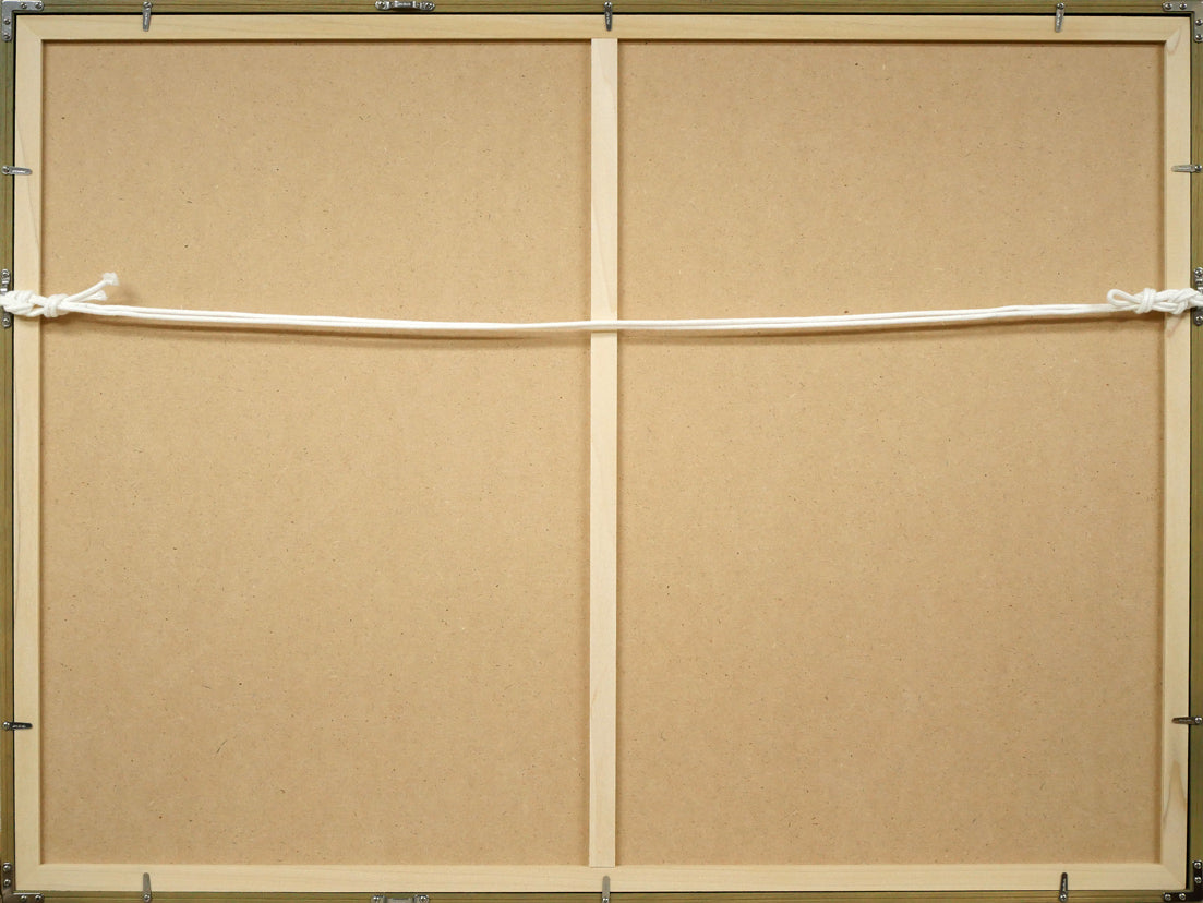 藤倉英幸「丘晴れて」シルクスクリーン版画　額縁裏側画像