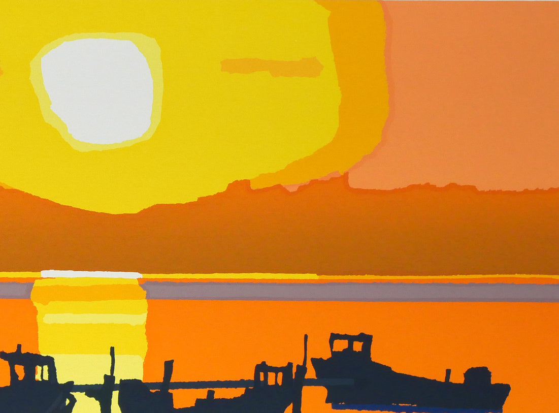 藤倉英幸「サロマの夕凪ぎ」シルクスクリーン版画　拡大画像3