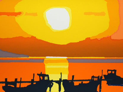 藤倉英幸「サロマの夕凪ぎ」シルクスクリーン版画　拡大画像2