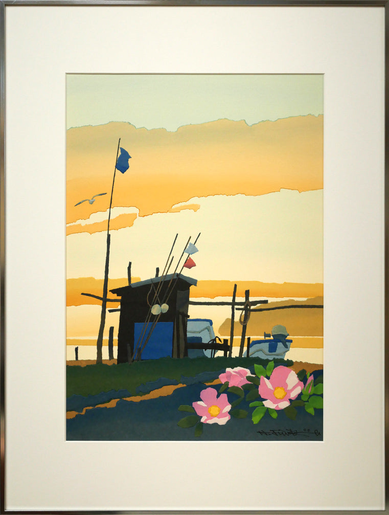 藤倉英幸「夕ひととき」ちぎり絵（はり絵）原画