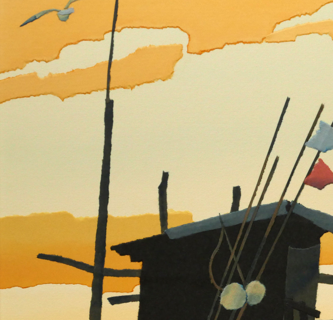 藤倉英幸「夕ひととき」ちぎり絵（はり絵）原画　拡大画像3