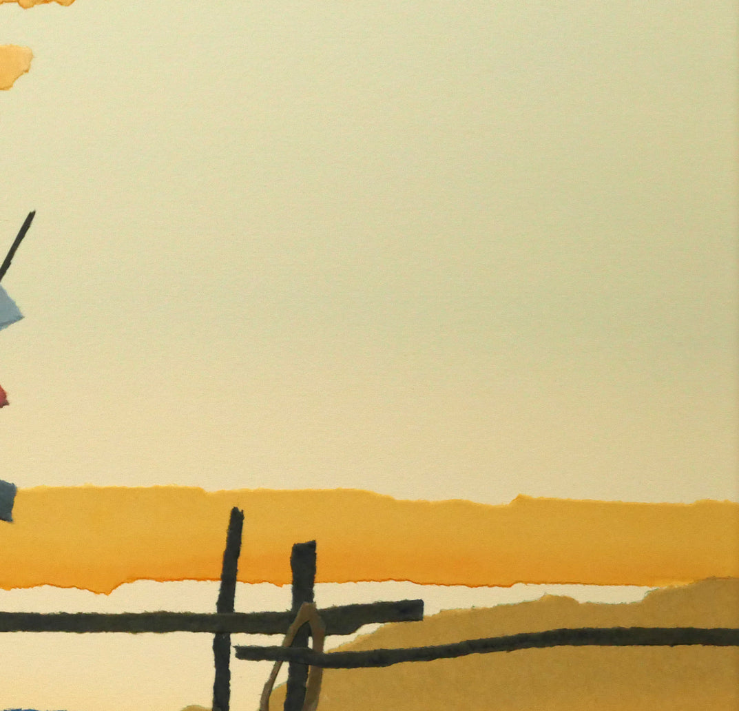 藤倉英幸「夕ひととき」ちぎり絵（はり絵）原画　拡大画像4