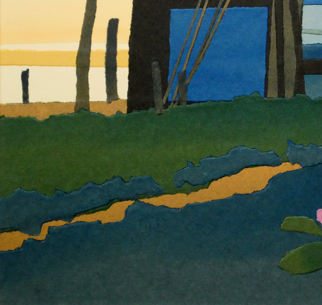藤倉英幸「夕ひととき」ちぎり絵（はり絵）原画　拡大画像6