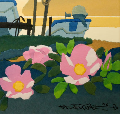 藤倉英幸「夕ひととき」ちぎり絵（はり絵）原画　拡大画像7