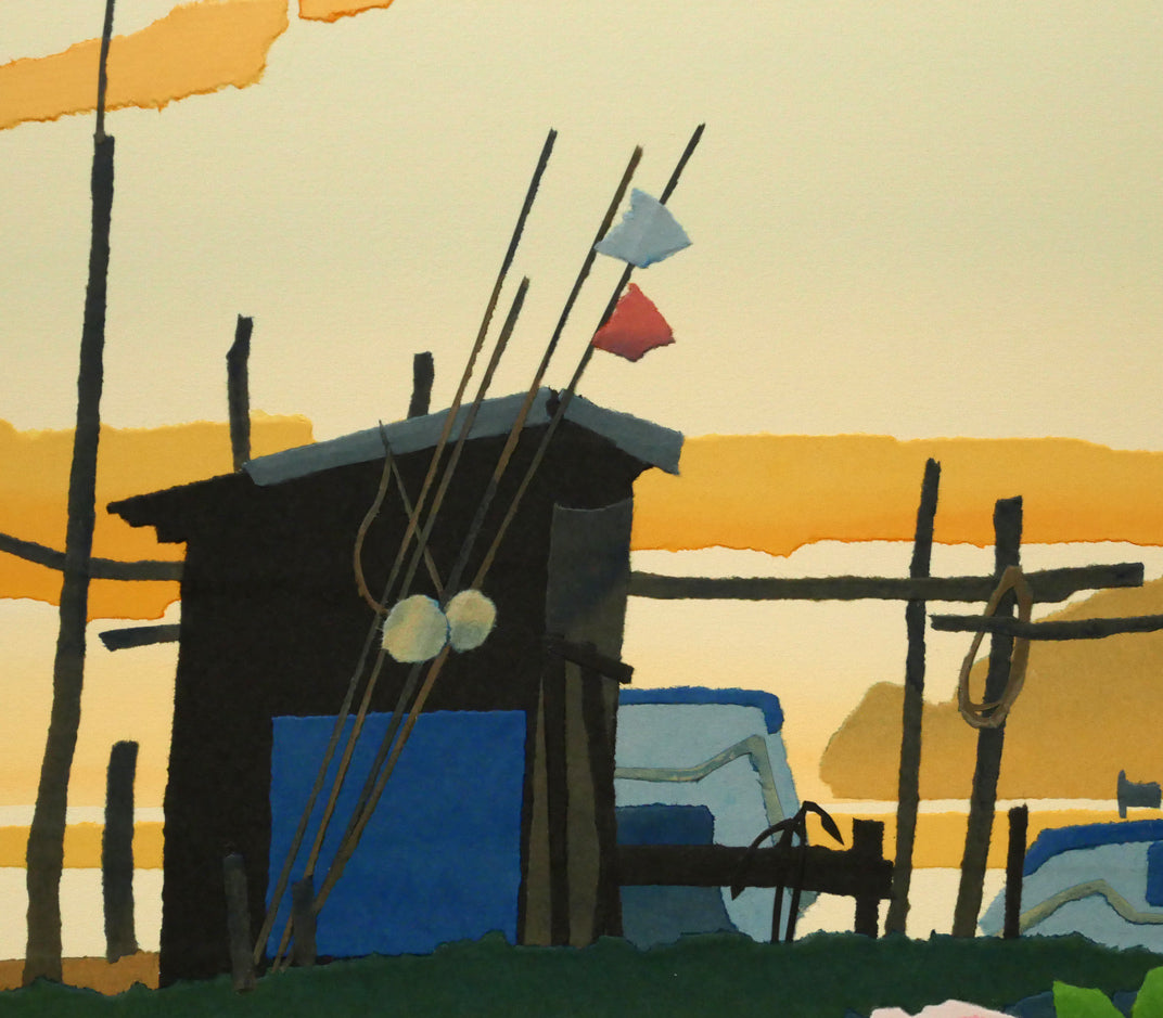 藤倉英幸「夕ひととき」ちぎり絵（はり絵）原画　拡大画像5